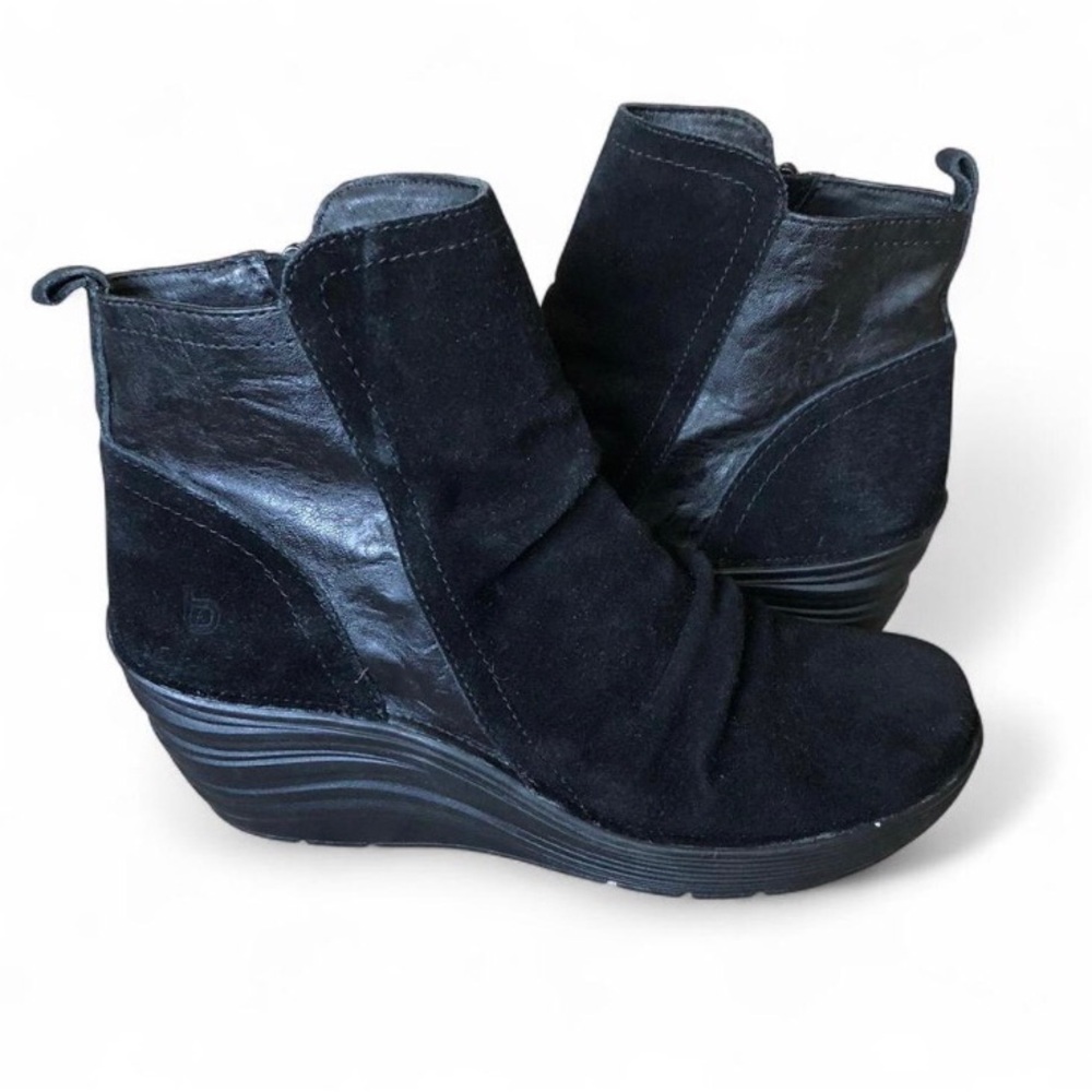 BIONICA Gilford WMNs 10M Black Suede & Leather Slouch Zip Ankle Booties Boots